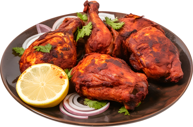Delicious tandoori chicken, Indian food.